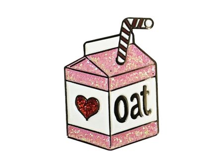 Vegan Power Co Pink Glitter Oat Milk Enamel Pin Hot on Sale