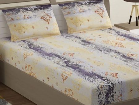 Adrian Cotton Fitted Double Bedsheet with 2 Pillow Covers | Double Fitted Size | 72 x 78 Inches Discount