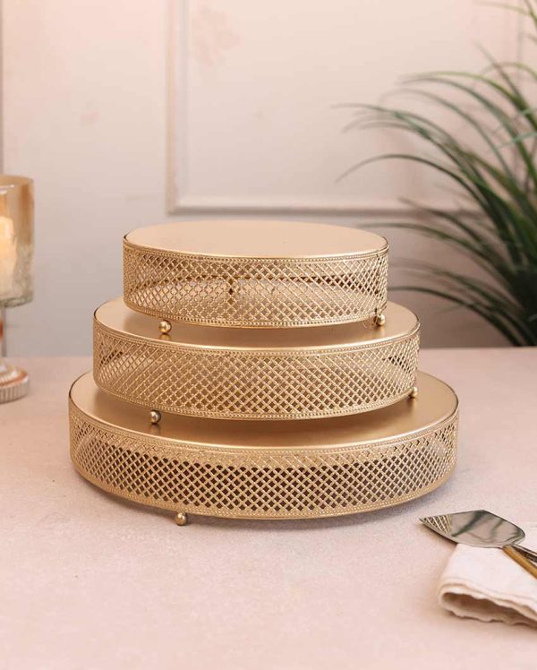 Round Etching Line Buffet Risers | Golden | Set of 3 Sale