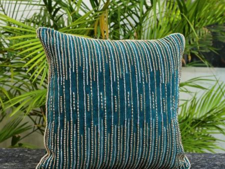 Teal Green Beaded Cushion Cover | 16 x 16 inches For Cheap