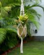 Handcrafted Macramé Hanging Planter Holder with Wooden Beads | Single Sale