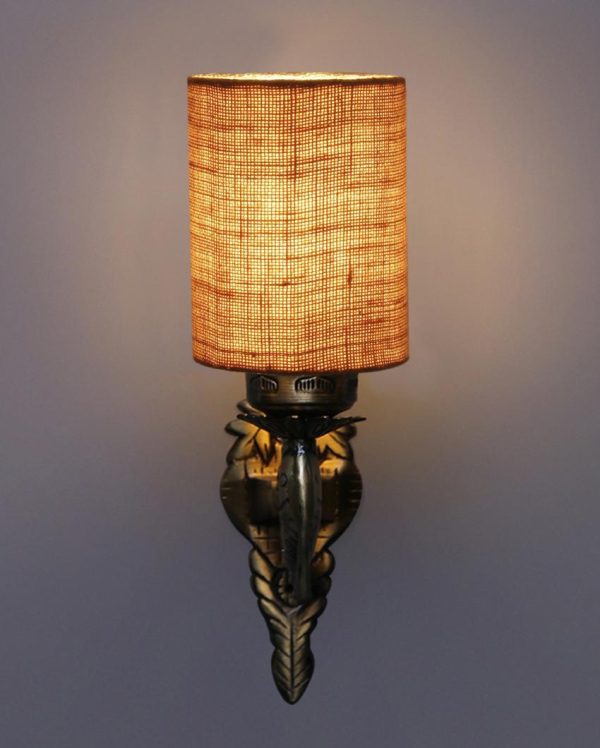 Alluring Antique Gold Jute Conical Shade Wall Lamp Cheap