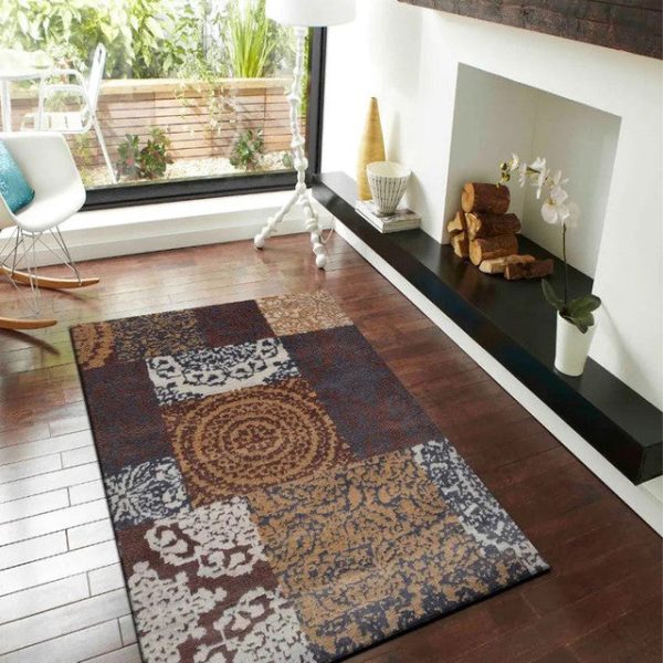 Abstract Futuristic Brown Polyester Carpet Online