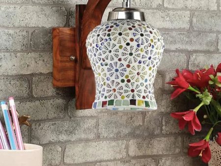 Luminary Mosaic Glass Wooden Wall Lamp Online