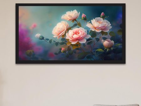 Beautiful Pink Rose Flower Frame Canvas Wall Painting Sale