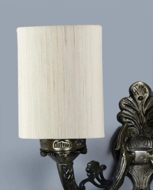 Eloquent Antique Gold Cotton Conical Shade Wall Lamp For Discount