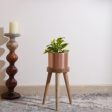 Copper Look On Three Leg Stool Metal Planter | Plant Not Included For Sale