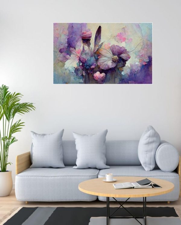 3D Purple Flower Art Canvas Wall Painting Sale