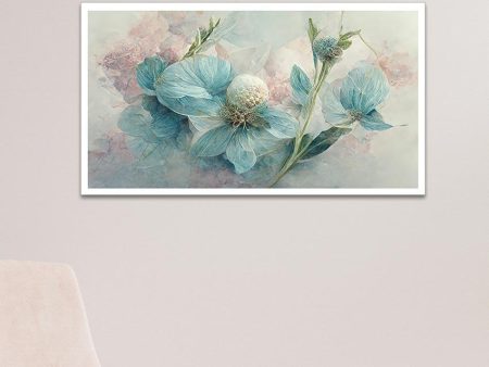 Beautiful Blue Flower with Bracelet Leaves Wall Painting Discount