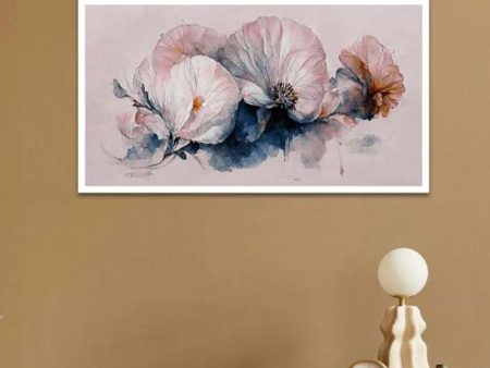 White Flower Floating Frame Canvas Wall Painting Supply