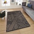 Geometric Black Hand Tufted Wool Carpet Hot on Sale