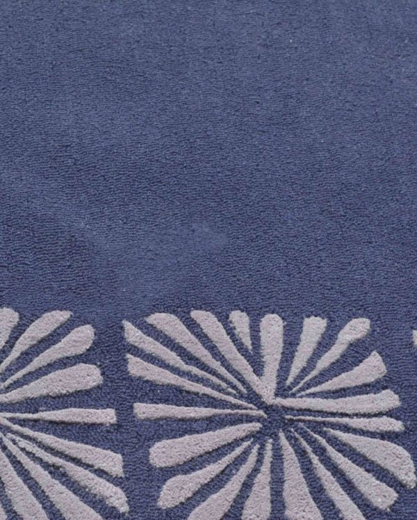 Abstract Blue White Hand Tufted Wool Carpet Supply