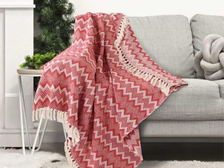 Zigzag Waves Pattern Cotton Throw | 59 x 49 inches For Discount