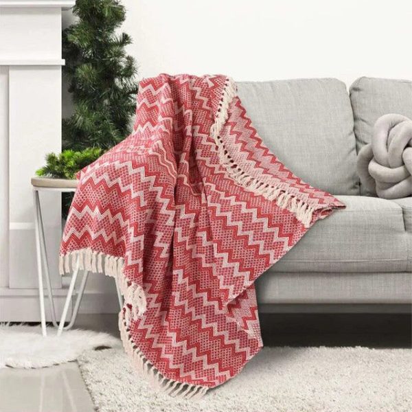 Zigzag Waves Pattern Cotton Throw | 59 x 49 inches For Discount