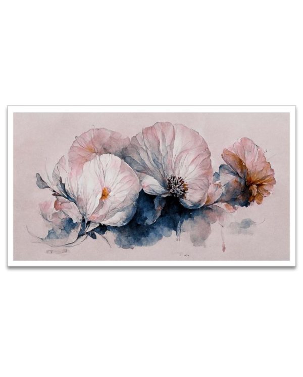 White Flower Floating Frame Canvas Wall Painting Supply