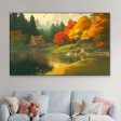 Cabin Near River Endwood Painting Canvas Wall Painting Cheap