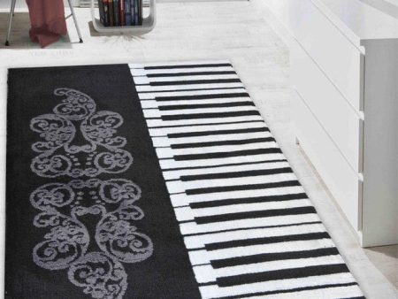 Abstract Black Piano Polyester Carpet Hot on Sale