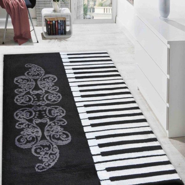 Abstract Black Piano Polyester Carpet Hot on Sale