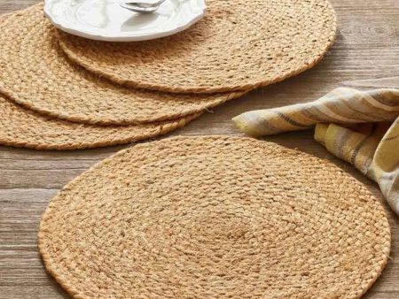 Traditional Style Round Jute Placemat | Set of 4 on Sale