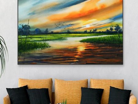 Sunset in Countryside Canvas Wall Painting For Sale