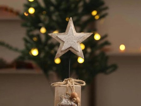 Silver Foiling Wooden Star Home Decor Online now