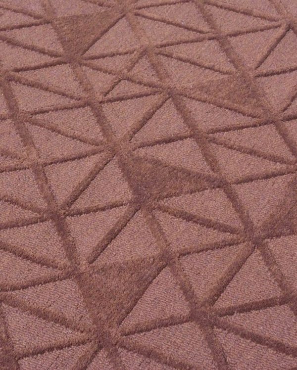 Hand Tufted Geometric Brown Wool Carpet For Sale