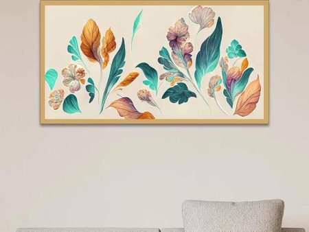 3D Leaves & Flowers Canvas Wall Painting Cheap