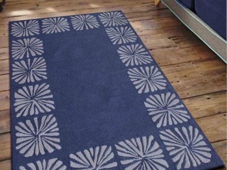 Abstract Blue White Hand Tufted Wool Carpet Supply