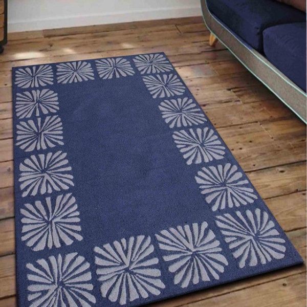 Abstract Blue White Hand Tufted Wool Carpet Supply