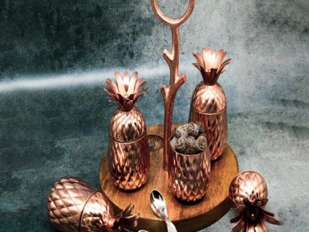 Copper Finish Pineapple Decorative Mukhwas Supari Set | 70 ml | 7 x 7 inches For Sale