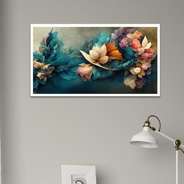 Beautiful 3D Blue Flower Bouquet Canvas Wall Painting Online Hot Sale