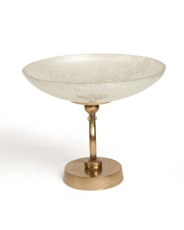 Ivory & Gold Decorative Glass Bowl For Discount