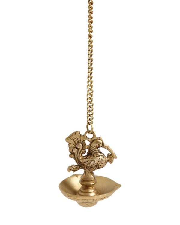 Three Side Lamp Bird Brass Hanging Diya on Sale