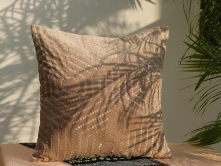 Gold Embroidered Cotton Cushion Cover | 20 x 20 inches Online