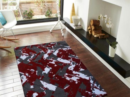 Abstract Modern Red Polyester Carpet Online Hot Sale