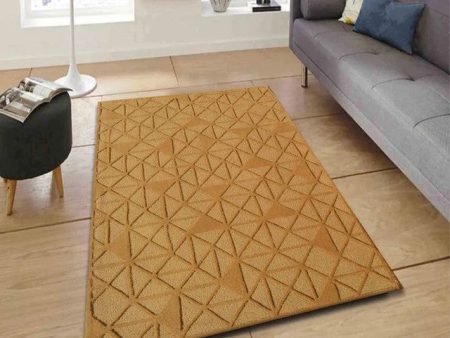 Geometric Gold Hand Tufted Wool Carpet For Cheap