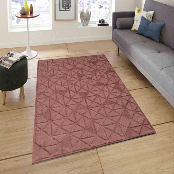 Hand Tufted Geometric Brown Wool Carpet For Sale