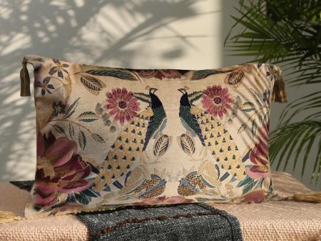 Printed Peacock Design Cotton Cushion Cover | 16 x 23 inches on Sale