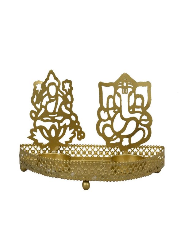 Lakshmi Ganesh Iron Tealight Candle Holder | 7 x 3 inches For Sale