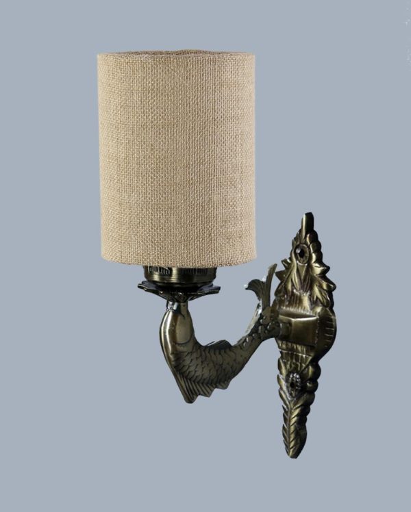 Alluring Antique Gold Jute Conical Shade Wall Lamp Cheap