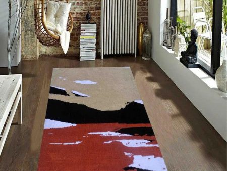 Abstract Black & Red Polyester Carpet Fashion