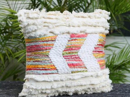 Off White Hand Tufted Cotton Cushion Cover | 18 x 18 inches Online Hot Sale