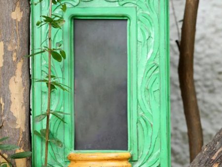 Green & Yellow Mango Wood Mirror For Discount