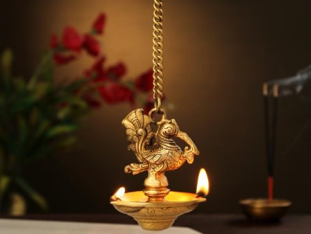 Three Side Lamp Bird Brass Hanging Diya on Sale