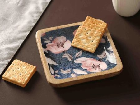 Flower Design Wooden Platter Online