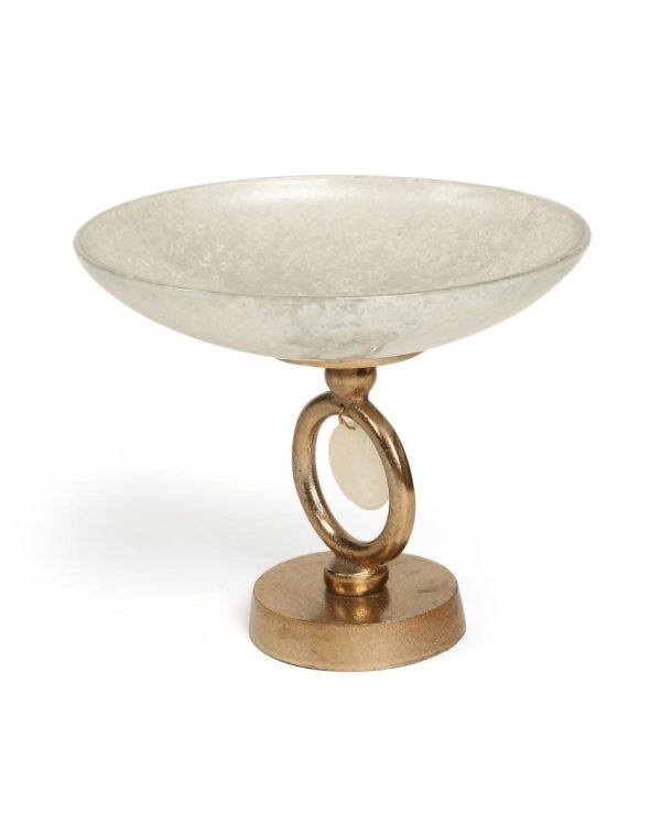 Ivory & Gold Decorative Glass Bowl For Discount