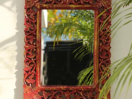 Red Vintage Style MDF Mirror Hot on Sale