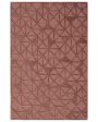 Hand Tufted Geometric Brown Wool Carpet For Sale