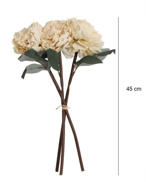 Lovely Polyester Autumn Peony 3 Flowers With 1 Bunch| 1.5 feet Supply