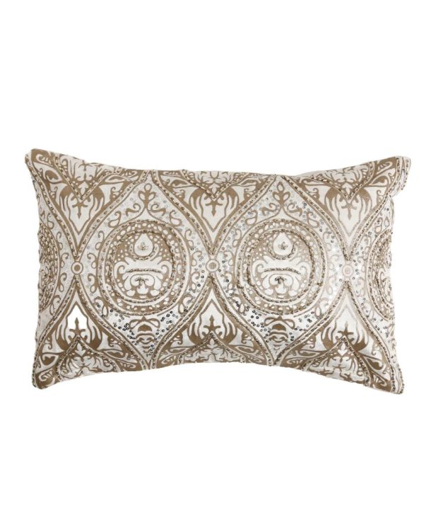 Print & Beads Velvet Cushion Cover | 14 x 20 inches For Discount